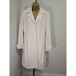 Vtg Minimalist Chic Old Money Cream Lambs Wool Blend Coat Womens Sz 8 Fit Flare